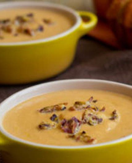 Pumpkin Soup with Bacon and Parmesan Crumbles