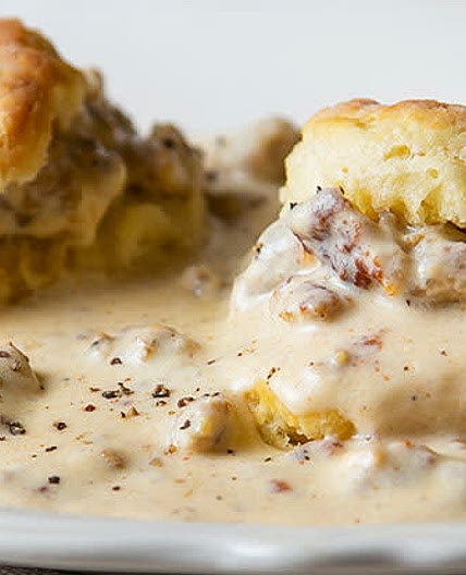 Sausage Biscuits & Gravy, Fruit Salad