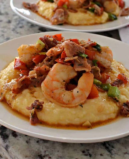 Shrimp and Grits Southern Style with Cheesy Grits