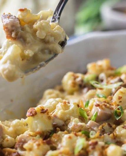 Creamy Keto Mac and Cheese with Ham
