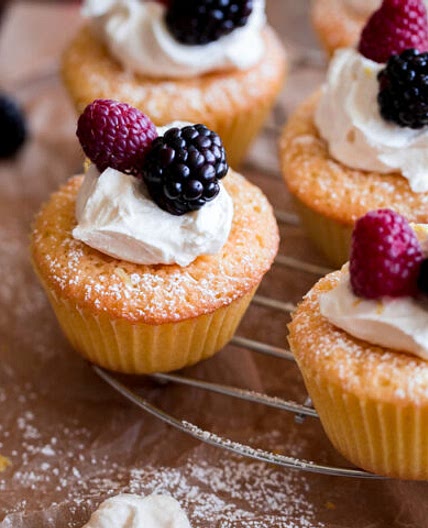 Mini Cornmeal Cakes with Whipped Mascarpone and Fresh Berries