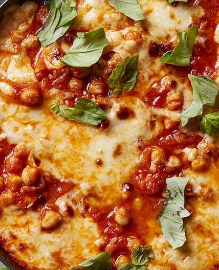 Skillet Cheesy Chickpeas
