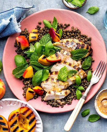 Grilled Chicken, Lentil and Peach Salad | MyFitnessPal