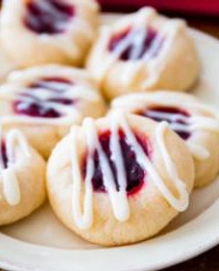 Raspberry Almond Thumbprint Cookies