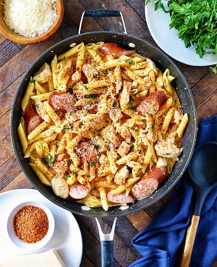 One Pot Cajun Chicken Alfredo