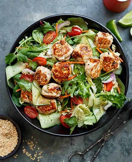 Chicken Meatball Salad - Cafe Delites