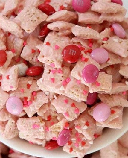 Strawberry Valentines Chex Mix