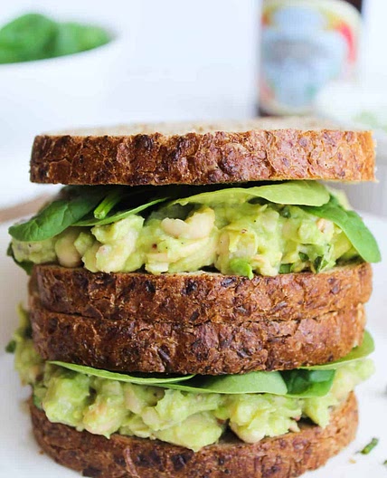 Smashed White Bean, Basil, & Avocado Sandwich