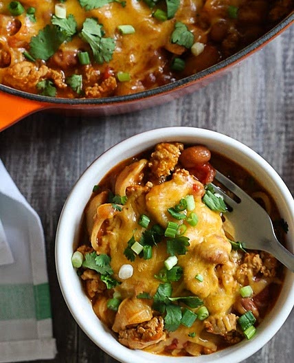One Pot Cheesy Turkey Taco Chili Mac