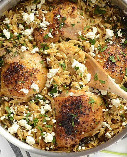 One Pot Lemon Pepper Chicken with Orzo
