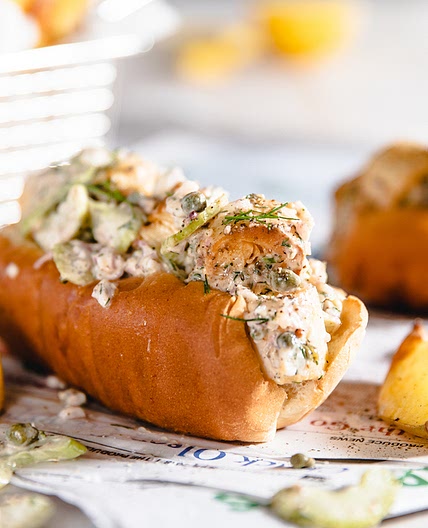 New England Lobster Rolls with Hearts of Palm & Lemon Pepper Potato Wedges