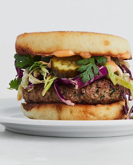 Sesame Pork Burgers with Sweet and Spicy Slaw