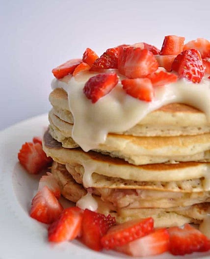 Strawberries and Cream Pancakes