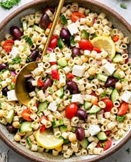 GREEK PASTA SALAD (EASY + HEALTHY)