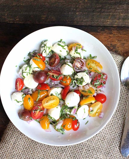 Caprese Salad with Cherry Tomatoes and Ciliegine