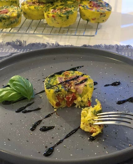 Halloumi and spinach egg frittata breakfast muffin