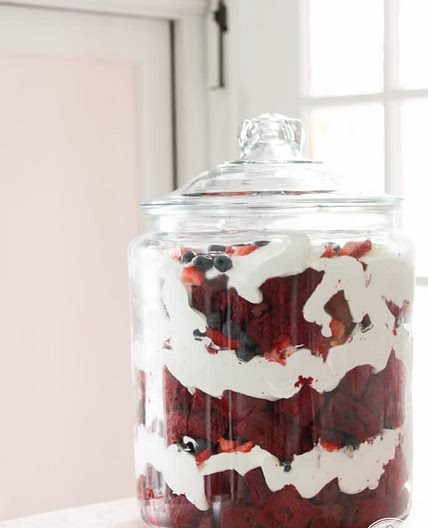 Red, white, and blue trifle