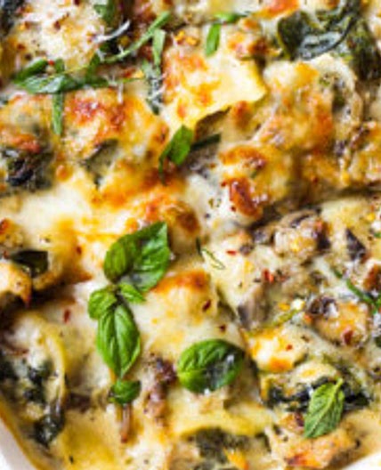 Chicken Mushroom and Spinach Lasagna