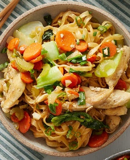 Chicken Lo Mein with Enoki Mushrooms & Bok Choy