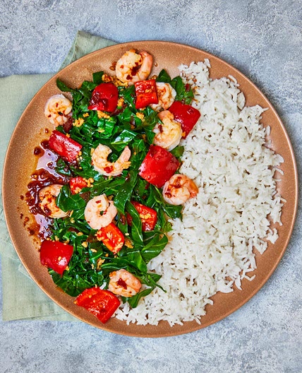 Speedy Ginger & Chilli Prawns with Rice