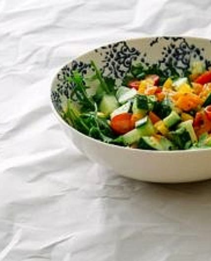 CHOPPED VEGETABLE SALAD + GARLIC DRESSING