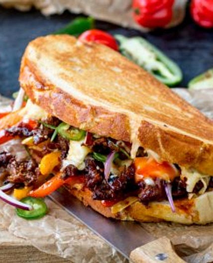 Korean Steak Sandwich with Jalapenos and Garlic Mayo