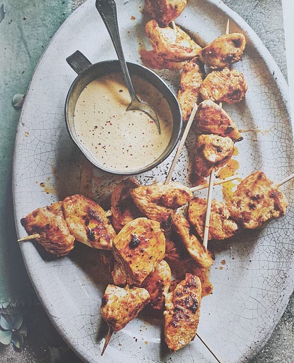 chicken kebabs with cashew satay