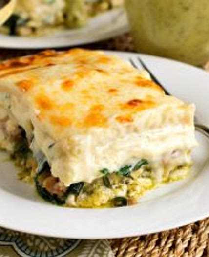 Chicken Lasagna with Pesto Cream Sauce