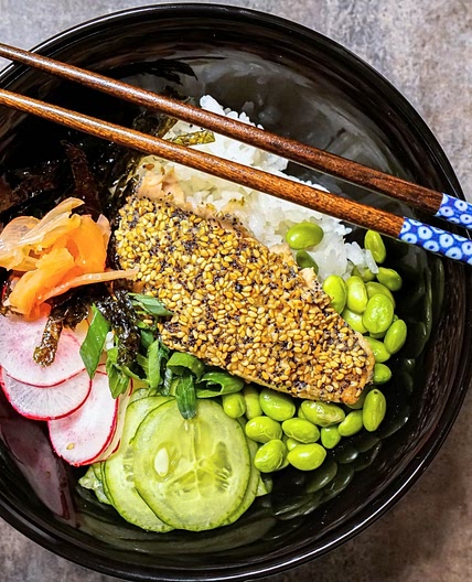 Sesame Crusted Salmon Sushi Bowls