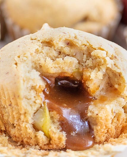 Vegan Pear Ginger Muffins Filled with Caramel
