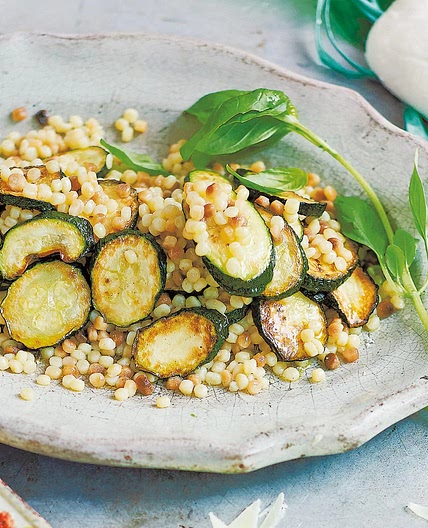 Griddled courgettes, burrata and fregola salad recipe