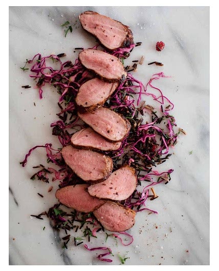 Coffee-spiced Pork Tenderloin With Wild Rice And Red Cabbage Slaw