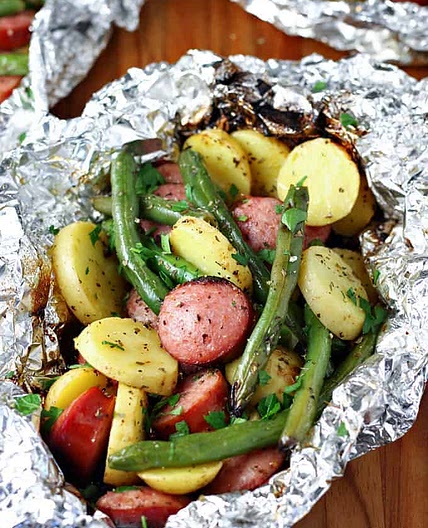 Sausage Green Bean Foil Packs