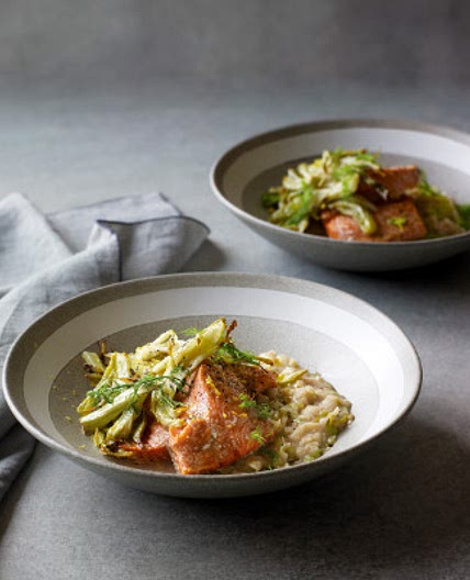 Salmon & fennel with cannellini bean mash