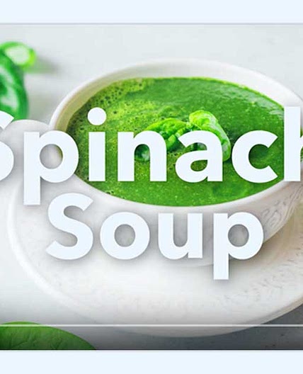 Spinach Soup over cucumber noodles