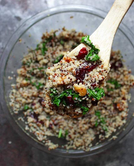 Kale and Cranberry Quinoa Salad with Walnuts and Apple Sage Salad Dressing