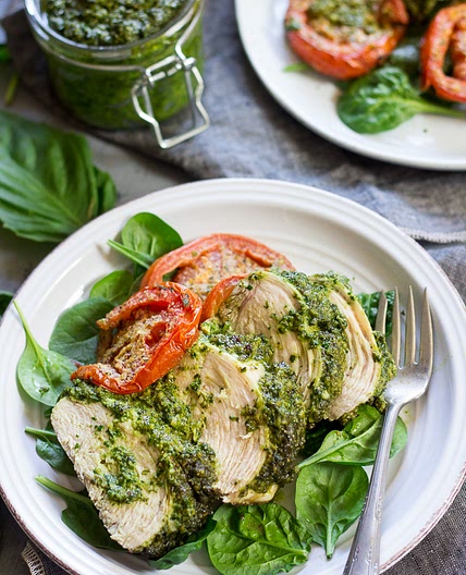 Easy Paleo Pesto Baked Chicken {Whole30}