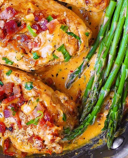 Chicken Breasts and Bacon with Sun-Dried Tomato Cream Sauce