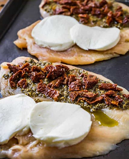 5 Ingredient Basil Pesto Chicken with Sundried Tomatoes
