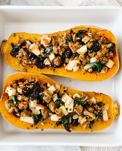 Apple Sausage Stuffed Butternut Squash