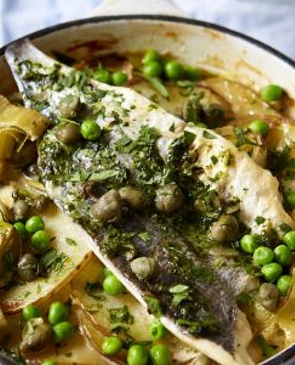 Fish with peas