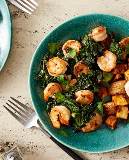 Garlic Butter Shrimp & Kale with Smoky Roasted Potatoes
