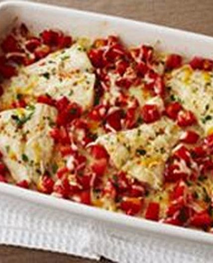 Cheesy Tomato Fish Bake