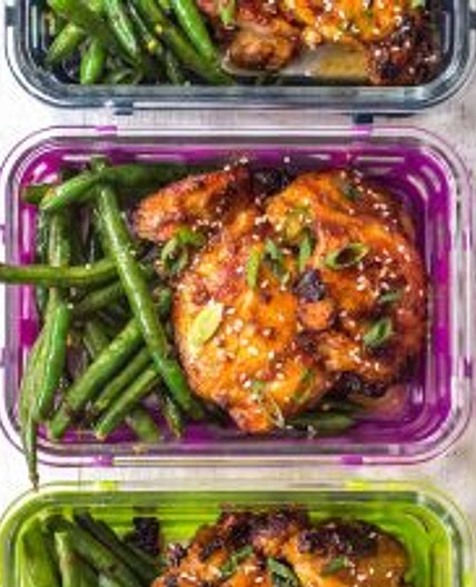 Whole30 Sticky Asian Chicken Thighs & Spicy Green Beans: Paleo, GF Meal Prep