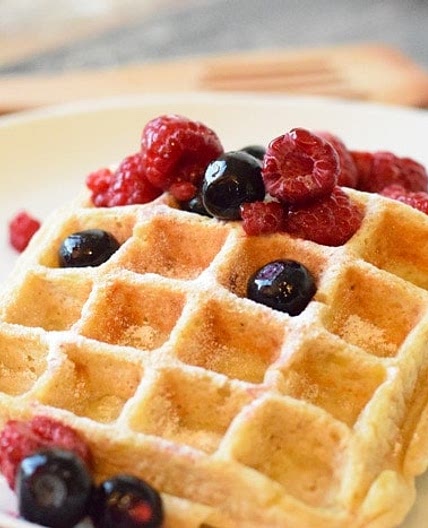 Healthy Waffles with red fruit