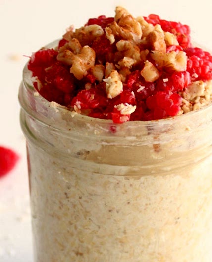 Overnight Oats With Raspberries and Tahini [Vegan]