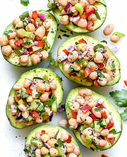 Mediterranean Chickpea Salad Stuffed Avocados