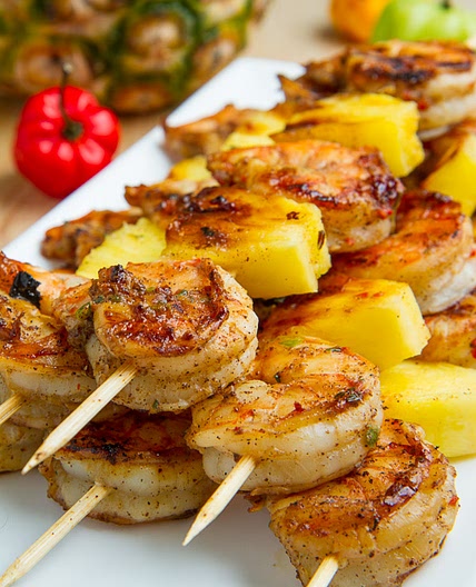 Grilled Jerk Shrimp and Pineapple Skewers