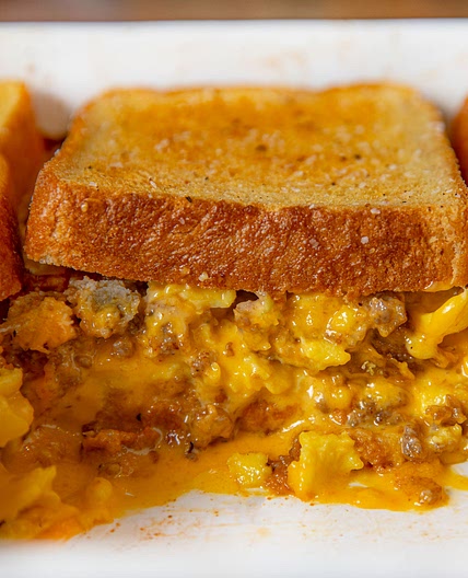 Grilled Cheese Sausage and Egg Breakfast Casserole