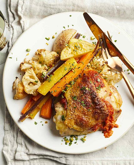 Sheet Pan Harissa Chicken Dinner